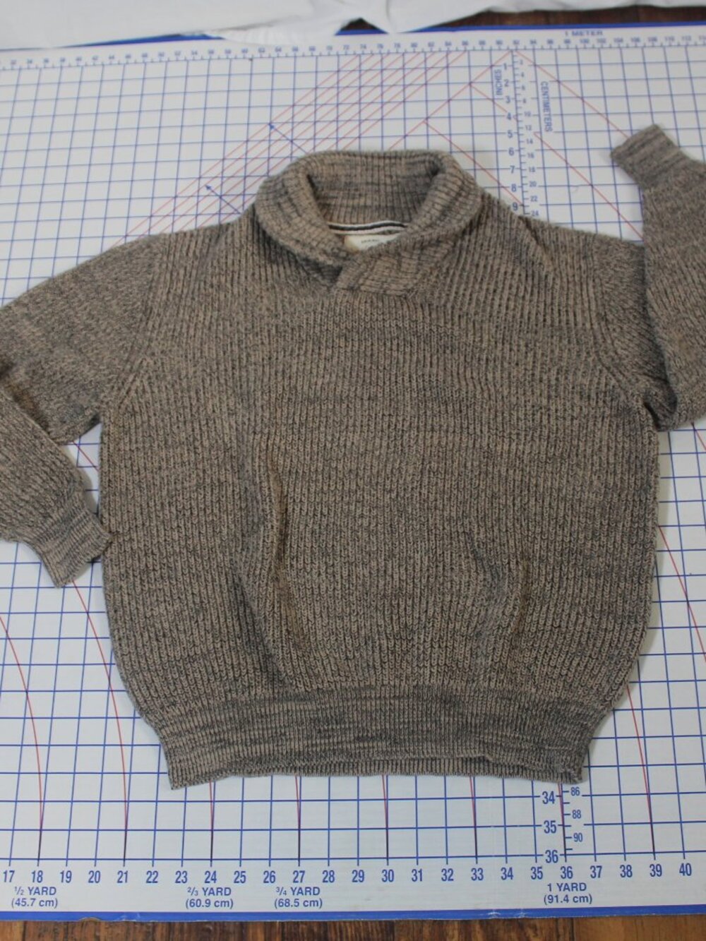 Original Weatherproof Vintage 100% Cotton Ragg Sweater Beige / Black Men's Large